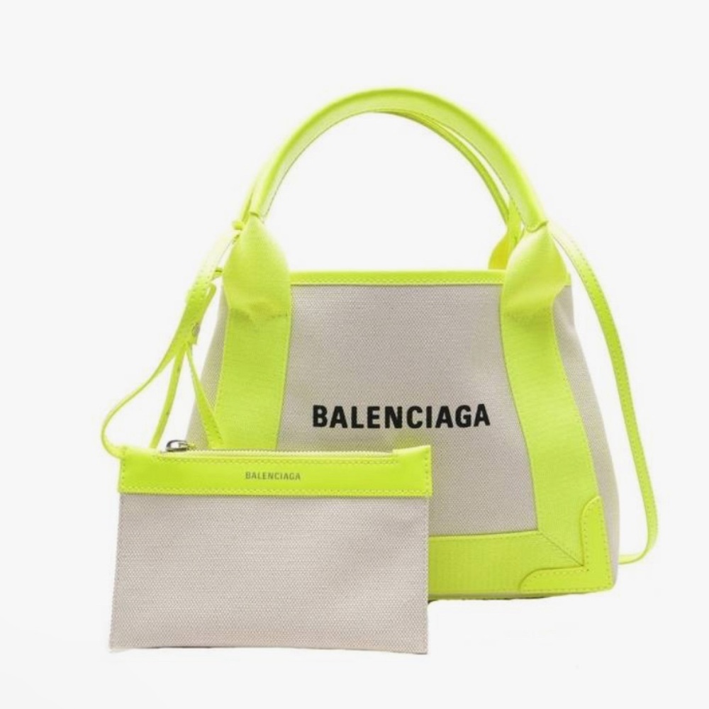 Balenciaga Cabas Tote neon yellow/beige
